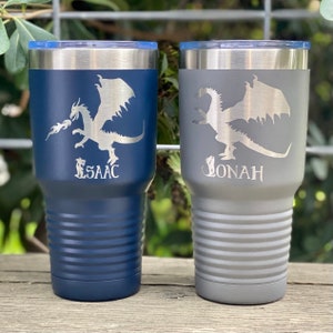 Personalized Dragon Engraved 30oz Stainless Steel Tumbler with Lid 16 Different Colors
