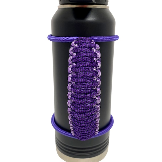 Purple Diamonds & Stripes Water Bottle Handle, Paracord Water Flask Holder  Elastic Cord Epoxy Coated, Stainless Steel, Glitter, Vinyl Bottle 