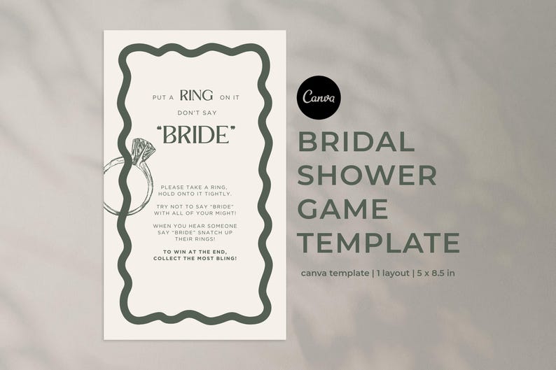 Bridal Party Ring Game for Bridal Shower Game Fun Bling Game to Play at