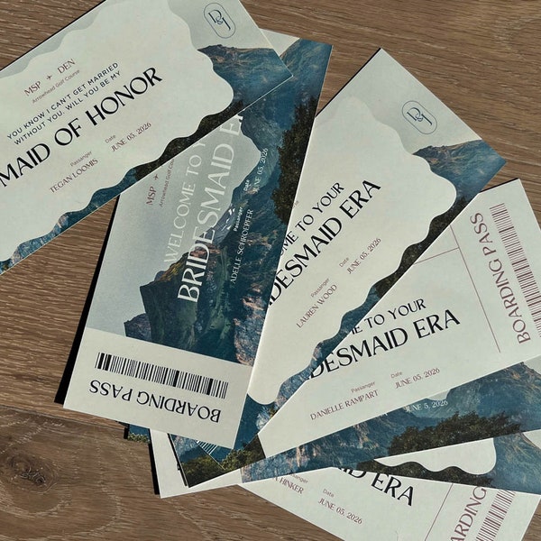 Destination Wedding Bridesmaid Proposal Ticket: Editable Canva Template (Digital Download)