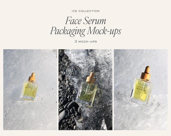 Ice Collection Face Serum Mockup: Minimalist Packaging PSD
