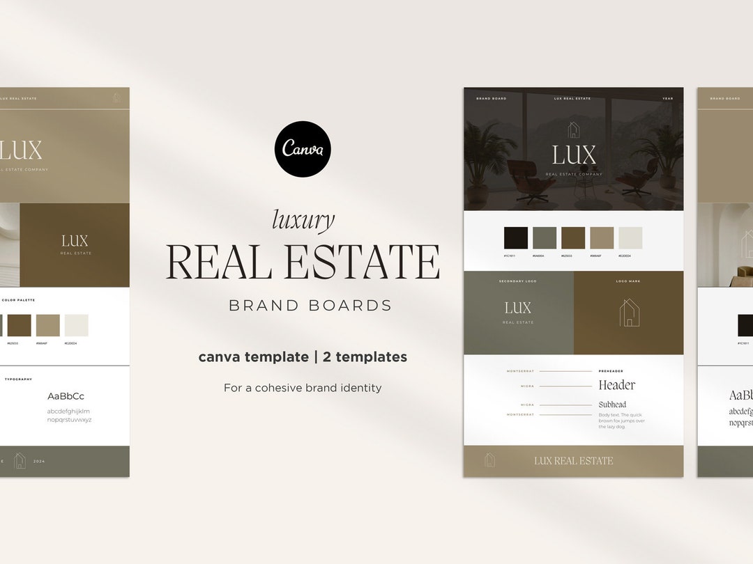 Luxury Real Estate Brand Board Template: Modern Realtor Branding (canva ...