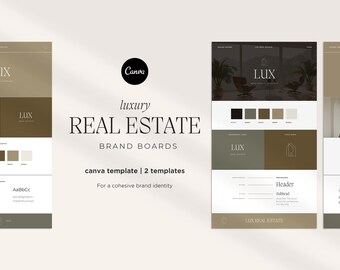 Luxury Real Estate Brand Board Template: Modern Realtor Branding (Canva Editable)