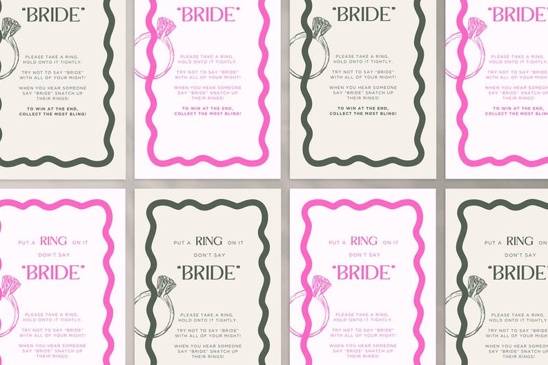 Bridal Party Ring Game for Bridal Shower Game Fun Bling Game to Play at