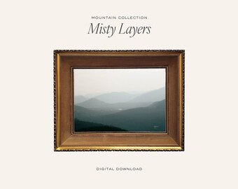 Misty Mountain Photography Print: Vintage Gallery Wall Art (Digital Download
