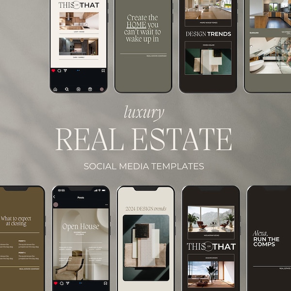 CANVA Luxury Real Estate Social Media Templates | Real Estate Reel Covers |  Real Estate Post Templates | Modern, Minimal Templates