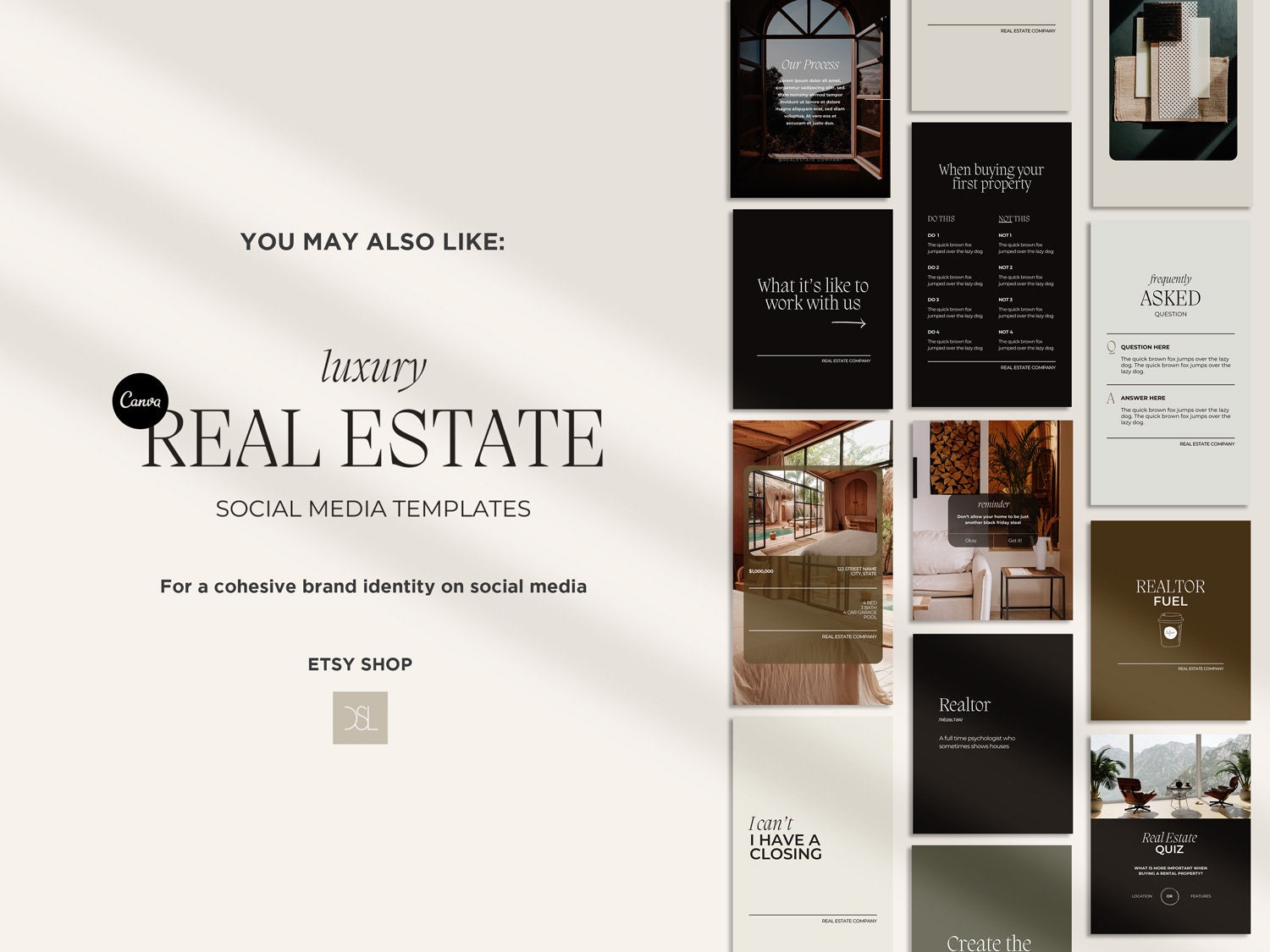 Luxury Real Estate Brand Board Template: Modern Realtor Branding (canva ...