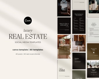 Luxury Real Estate Social Media Templates: Canva Editable (Digital Download)