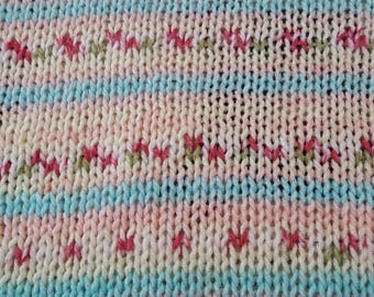 Hand Knitted Pastel Flowers Throw