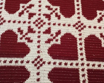 Hand Crocheted Heart Afghan, Custom Colors, Valentine's Gift