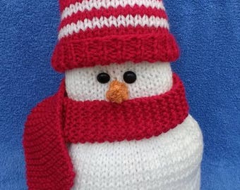 Hand Knitted Snowman, Custom Hat & Scarf Colors