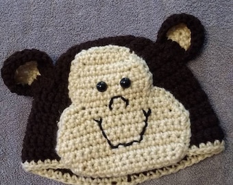 Crocheted Chimpanzee Beanie, Halloween Costume, Family Fun