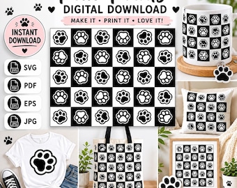Digitalt tryck av tassavtryck i svg pdf eps jpg