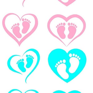 Baby feet digital download file in pink and blue in svg eps pdf and jpg