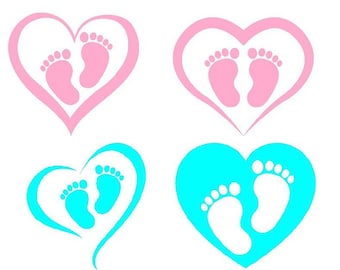 Baby feet digital download file in pink and blue in svg eps pdf and jpg