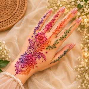 Colored Herbal Henna Cones for Temporary Tattoo Body Art (6 Colors) Customize your order