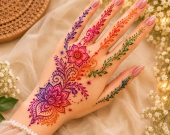Colored Herbal Henna Cones for Temporary Tattoo Body Art (6 Colors) Customize your order