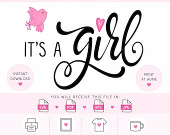 Digitaltryckfil för "Det är en flicka" i svg pdf eps jpg