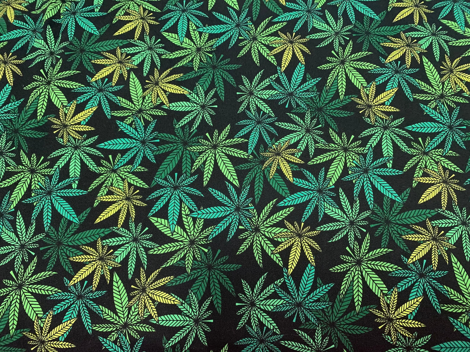 Marijuana Fabric Cannabis Fabric in Black/green/yellow / 100 Cotton