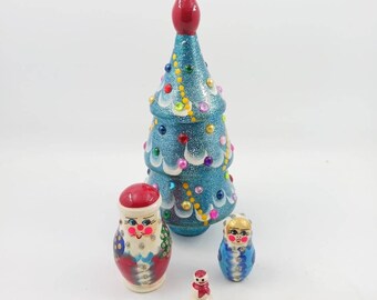 Christmas Tree Nesting Doll: Hand-Painted Matryoshka Set, Folk Art