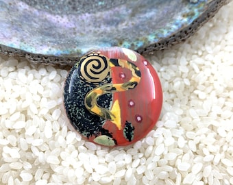 Cuenta de porcelana Klimt pintada a mano: Cuenta focal de cerámica con orificio grande