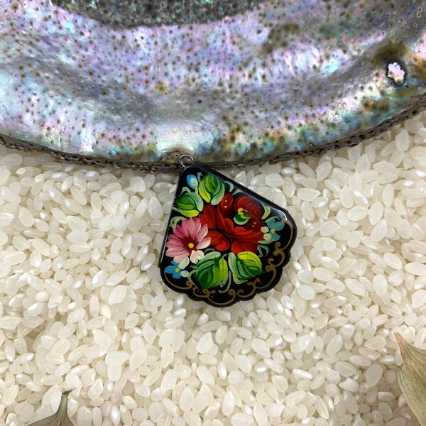 Hand painted paper mache jewelry, Miniature painting, Mstera style,  Global Curiosity, one of kind, Gift for Mom, Earring making idea,