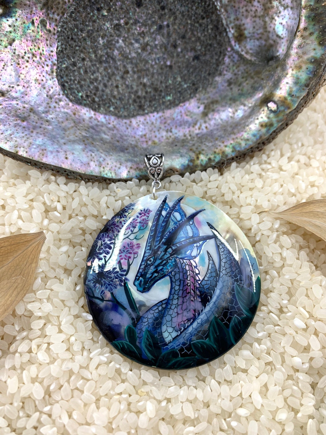 Dragon Pendant Hand Painted Fantasy Art Jewelry Painted Etsy