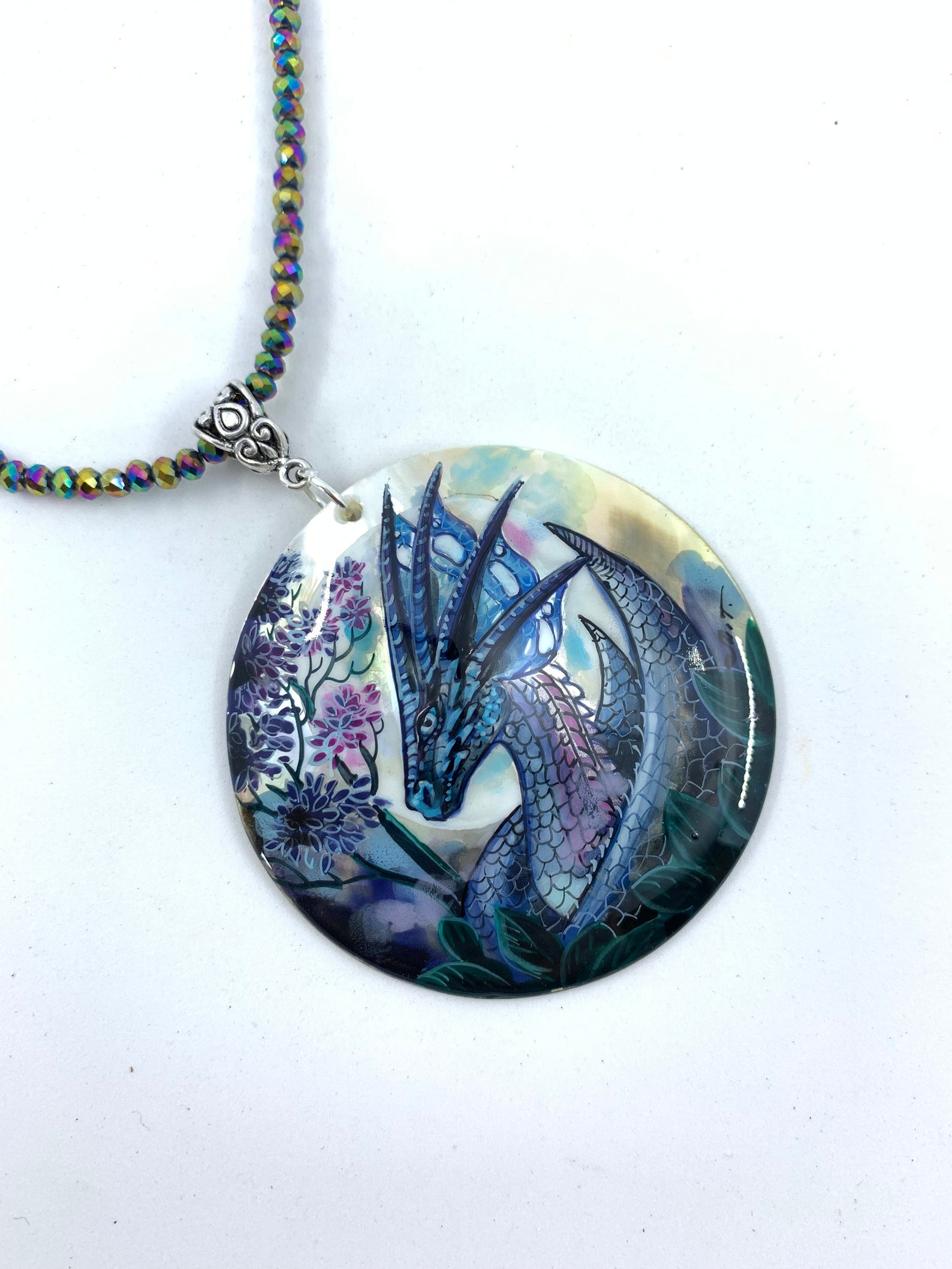 Dragon Pendant Hand Painted Fantasy Art Jewelry Painted Etsy