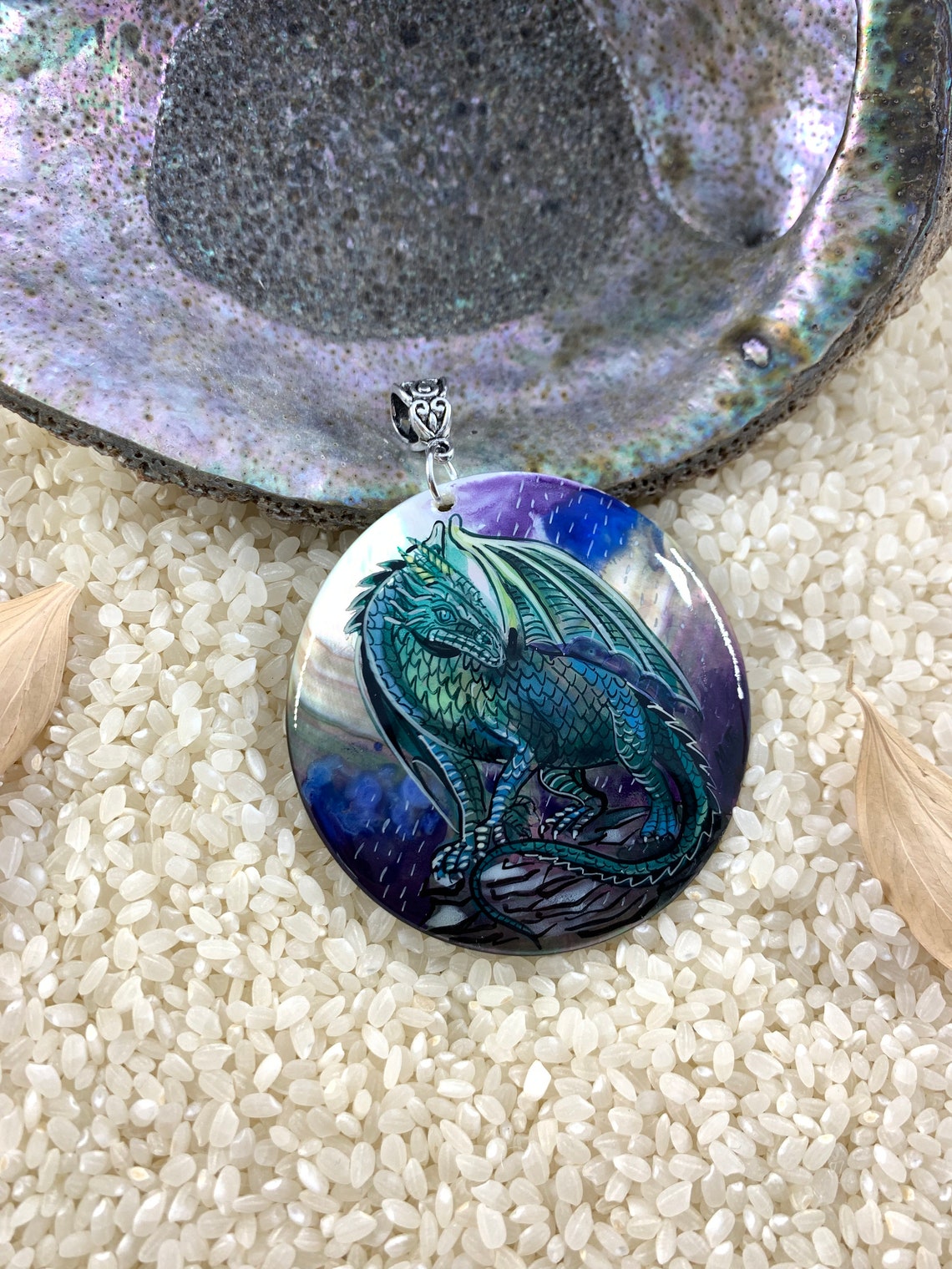 Dragon Pendant Hand Painted Fantasy Art Jewelry Painted Etsy