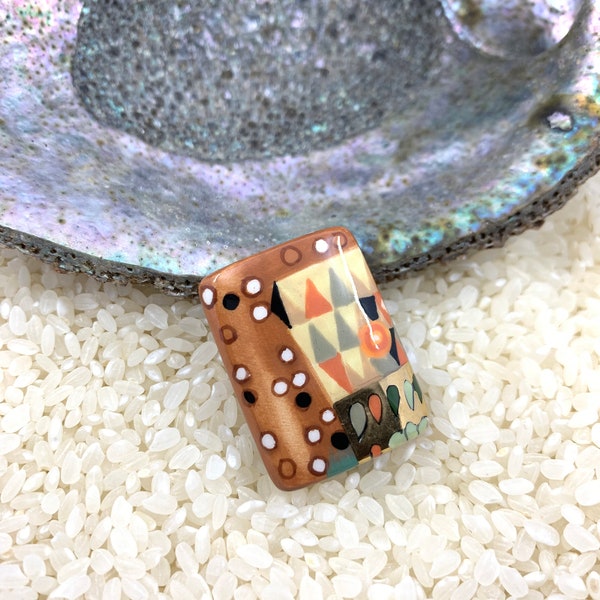 Klimt beads, Hand painted, Porcelain focal bead, ceramic bead, high fire, under glaze, Global Curiosity, Art inspired, Art Beads, Large hole