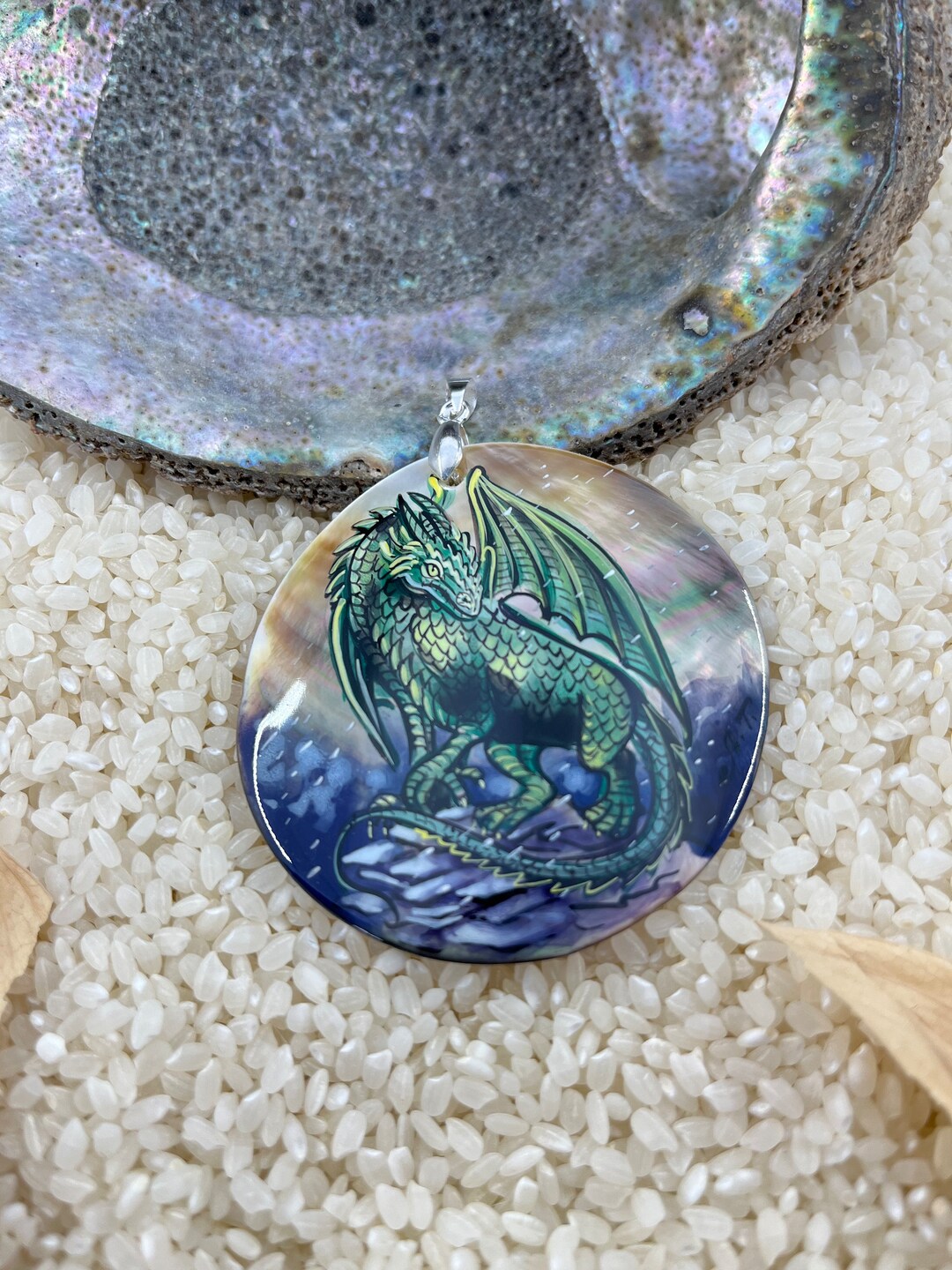 Dragon Pendant Hand Painted Fantasy Art Jewelry Painted Etsy