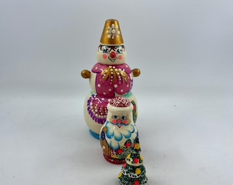 手描きサンタの入れ子人形：ミニチュアマトリョーシカ人形5点セット