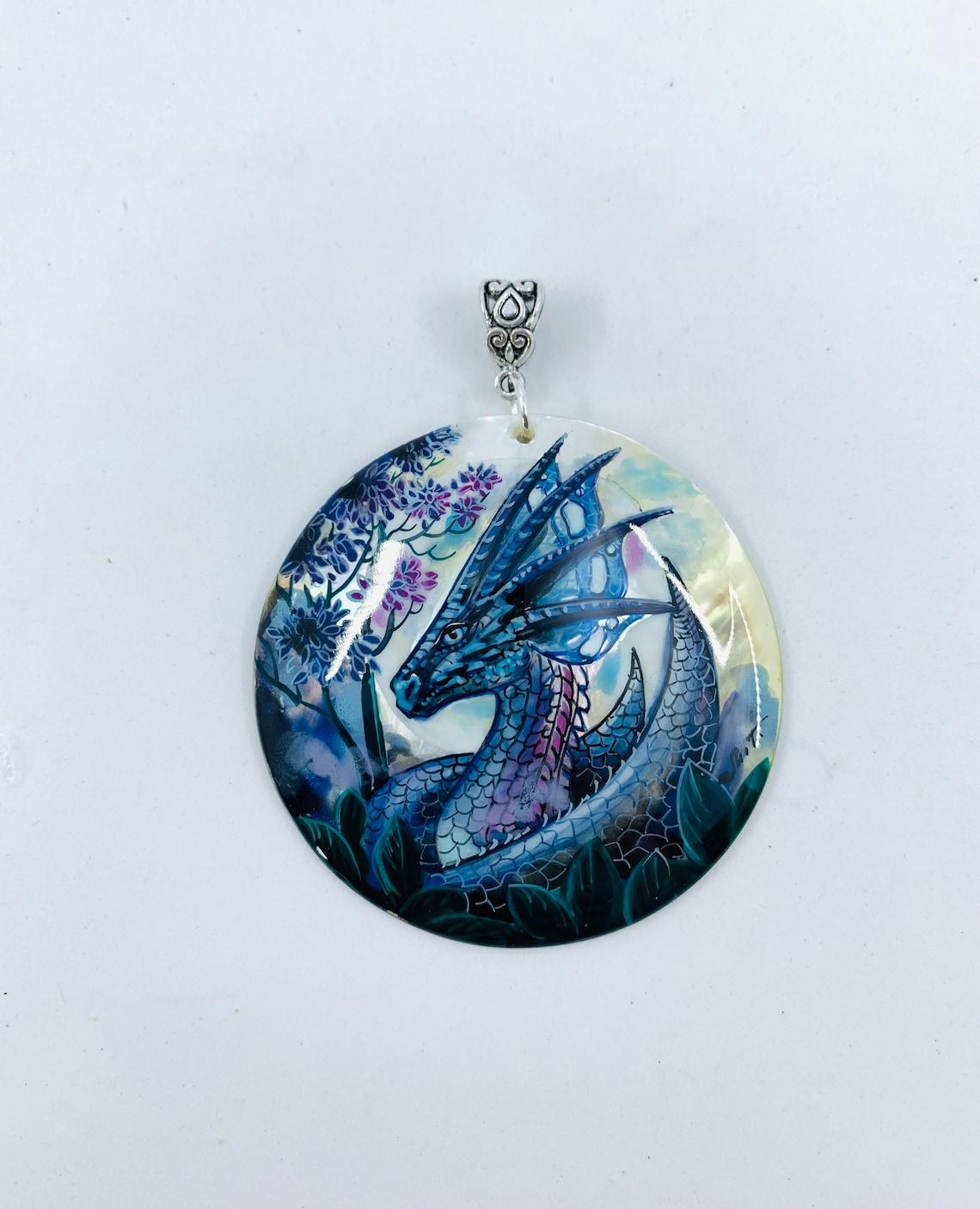 Dragon Pendant Hand Painted Fantasy Art Jewelry Painted Etsy