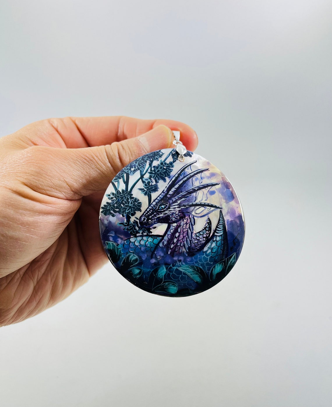 Dragon Pendant Hand Painted Fantasy Art Jewelry Painted Etsy