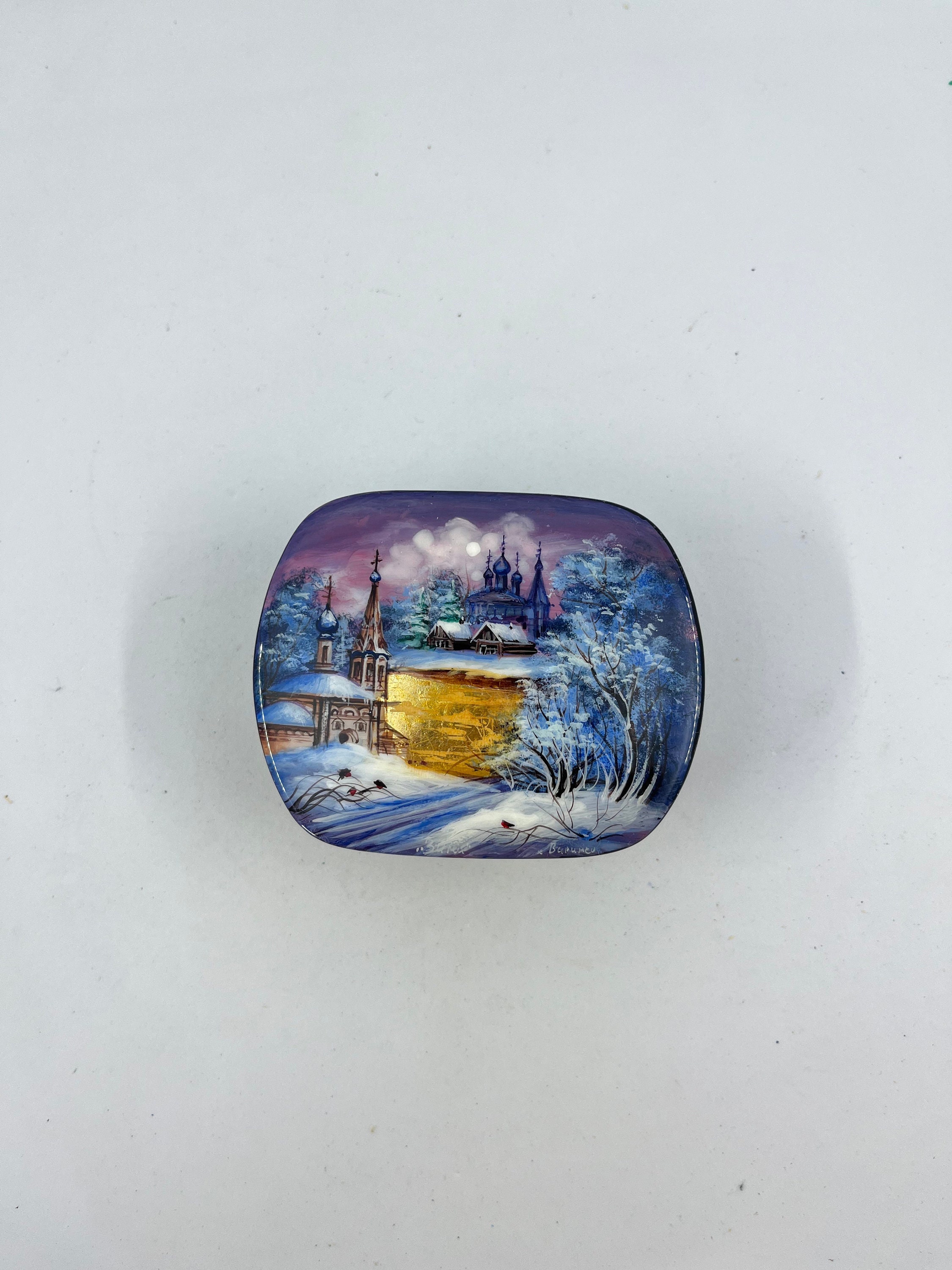 Hand Painted Winter Landscape Box: Fedoskino Lacquer Art - Etsy