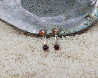 Handmade Baltic Amber Sterling Silver Earrings,round