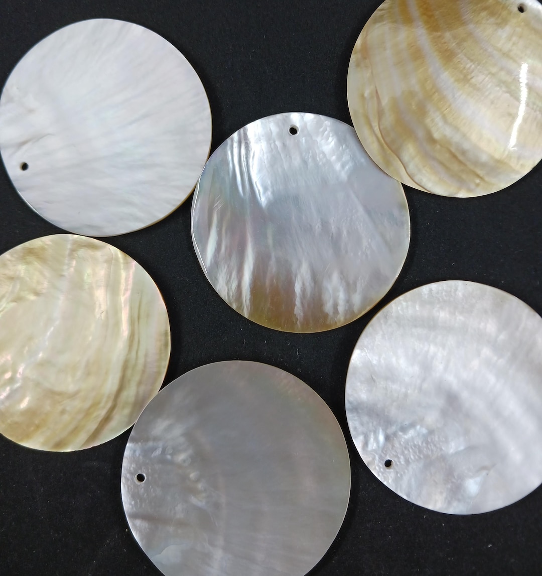 アンティークピンディッシュ Mother of Pearl Shell Natural Mother of Pearl Disc: 50mm Round Shell for Jewelry Making
