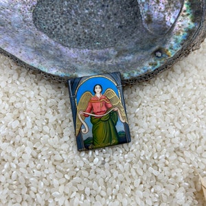 Holy Music, Luigi Mussini, Hand painted, lacquer art, religious bead, painted onyx, Global Curiosity, Easter religious gift, Italian Painter