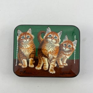 Hand painted, orange tabby Cat Box, Lacquer art, paper mache, Miniature Painted, Global Curiosity, cat lover, Special Order, kitten cat Gift