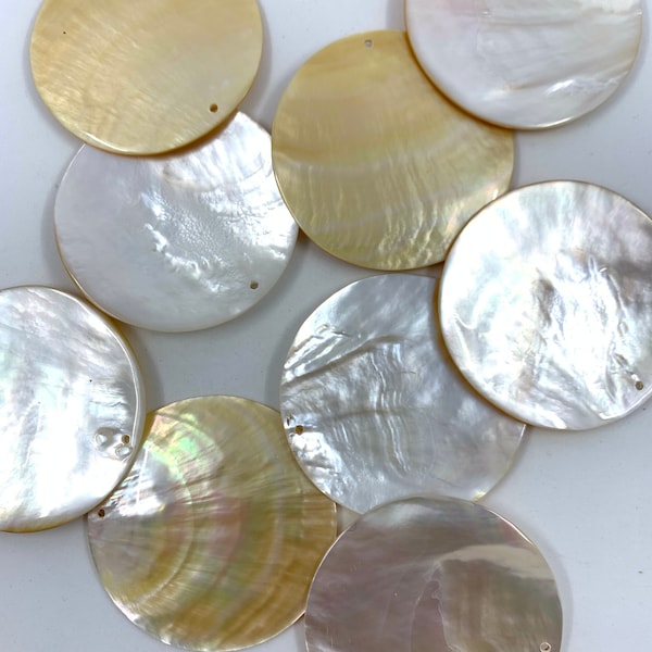 Natural cut mother of pearl, sea shell, 60mm round, craft and jewelry supplies, material for shell painting, material for jewelry making
