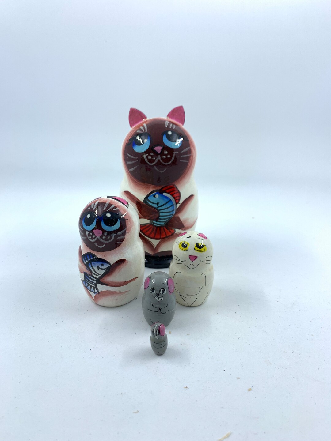 Siamese Cat Doll Hand Painted Traditional Russia Nesting Etsy