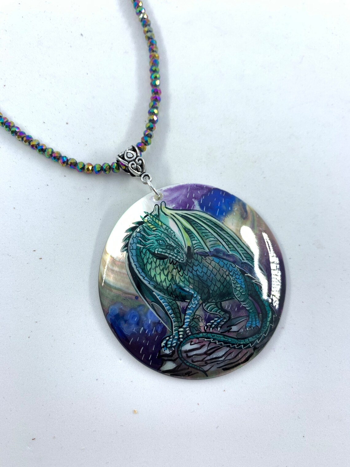 Dragon Pendant Hand Painted Fantasy Art Jewelry Painted Etsy