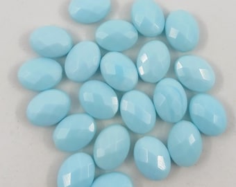 Opaque blue facet man made crystal: 12x16mm Oval, Pack of 5