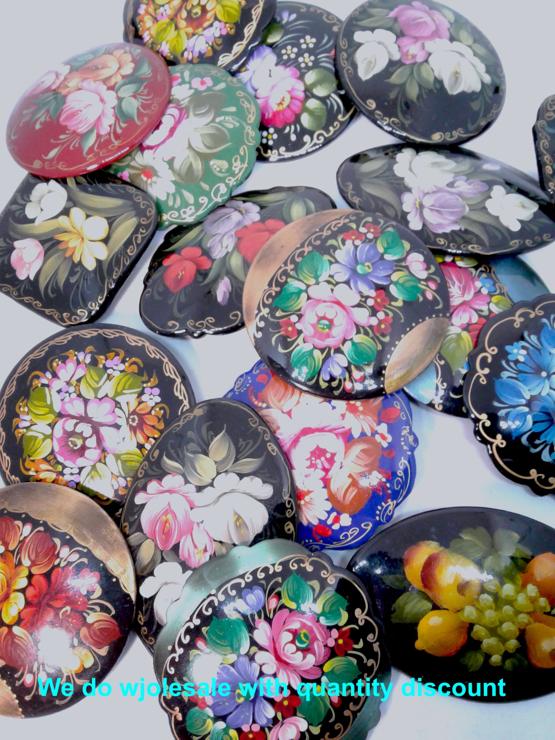 Hand Painted Hyacinth Brooch: Lacquer Art Flower Pin - Etsy