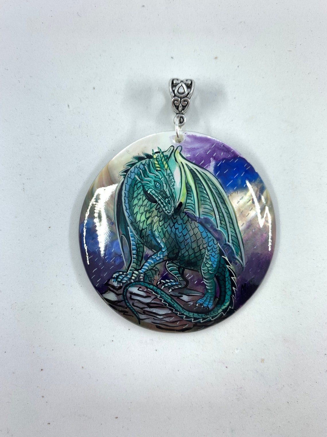 Dragon Pendant Hand Painted Fantasy Art Jewelry Painted Etsy