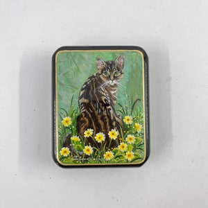 Hand painted, Bengal Cat Box, Lacquer art box, paper mache Box, Miniature Painted, Global Curiosity, cat lover, Special Order, Pet Gift