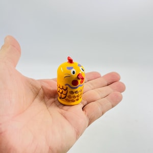 Tiny nesting doll, chicken nesting doll, Hand Painted, stacking doll, 5 piece dolls, Matryoshka Doll, Wooden doll, Global Curiosity, holiday
