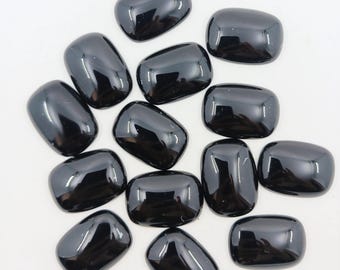 Handmade AAA quality Black Agate Cabochon: 18x24mm High dome rectangle