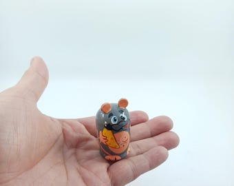 Tiny Mouse Nesting Doll: Hand-Painted Matryoshka, 5 Piece Set
