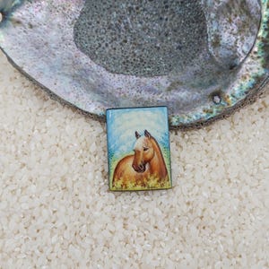 Hand painted, Horse beads, lacquer art, Fine Art Bead, Global Curiosity, miniature painting, Man&#39;s Gift, horse lover gift, Wildlife jewelry
